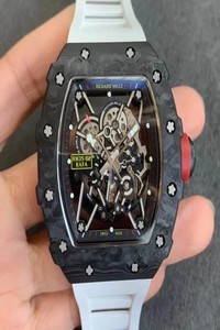 Replica Richard Mille RM35-02 KV Factory V3 Carbon Fiber White Rubber Strap