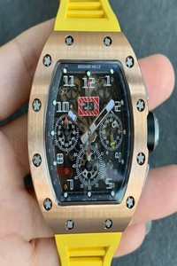 Replica Richard Mille RM011 KV Factory Titanium Yellow Rubber Strap
