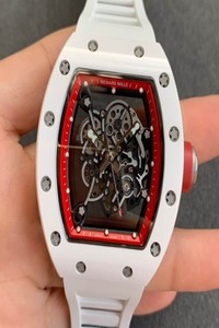 Replica Richard Mille RM055 KV Factory V2 White Ceramic Case Rubber Strap