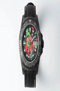 Replica Rolex GMT-MASTER II Diw Carbon Fiber Color Dial Black Fabric Strap