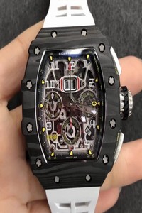 Replica Richard Mille RM011-03 KV Factory Carbon Fiber White Strap