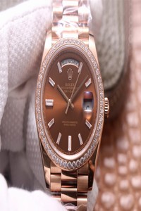 Replica Rolex Day-Date M228345RBR-0006 EW Factory Diamond Chocolate Color Dial