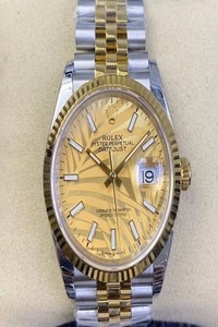 Replica Rolex Datejust M126233-0037 EW Factory Golden Palm Leaf Pattern Dial