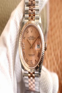 Replica Rolex Datejust M126231-0027 EW Factory Diamonds Rose Gold Dial