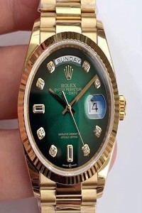 Replica Rolex Day-Date M128238-0069 Yellow Gold EW Factory Gradual Green Dial