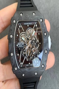 Replica Richard Mille RM035-02 KV Factory Carbon Fiber Black Rubber Strap