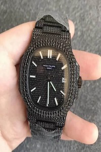 Replica Patek Philippe Nautilus 5719/10G-010 PPF Factory Full Diamond Black Dial
