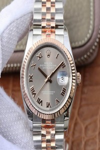 Replica Rolex Datejust 116231-0087 36MM GM Factory Rose Gold Silver Dial