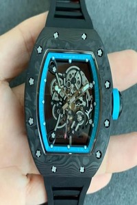 Replica Richard Mille RM055 KV Factory V2 Carbon Fiber Black Rubber Strap
