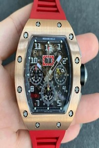 Replica Richard Mille RM011 KV Factory Titanium Case Red Strap