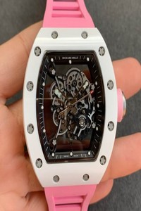 Replica Richard Mille RM055 KV Factory V2 Pink Rubber Strap