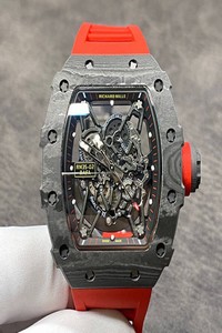 Replica Richard Mille RM35-02 KV Factory Carbon Fiber Red Rubber Strap
