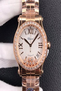Replica Chopard Happy Diamonds 274808-5004 YF Factory Rose Gold Silver Dial