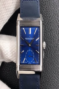 Replica Jaeger LeCoultre Reverso Tribute Double-sided Double Time Zone Flip MG Factory Blue Dial