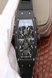 Replica Richard Mille RM-011 KV Factory Carbon Fiber Black Strap