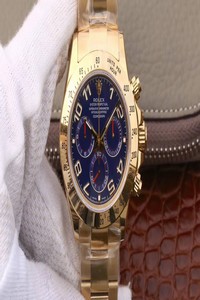 Replica Rolex Daytona Cosmograph 116528 JH Factory Full Gold Blue Dial
