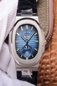 Replica PF Factory Patek Philippe Nautilus 5726/1A-014 Moonphase Black Leather Strap