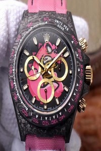 Replica Rolex Daytona Cosmos Chronograph Carbon Fiber Edition Pink Exploded Dragon Dial