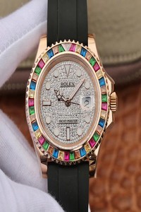 Replica Rolex Oyster Perpetual Yacht Master 116695 Silver Diamonds Dial
