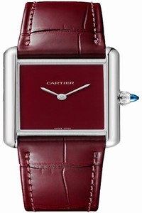 Replica wsta0054 Claret Red Cartier Tank Must Quartz Ladies Large Midsize Watch